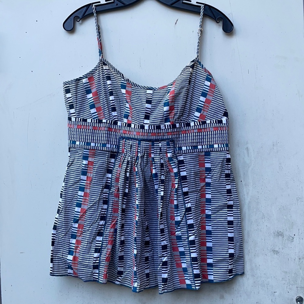 BCBGMaxazria striped graphic sleeveless blouse
